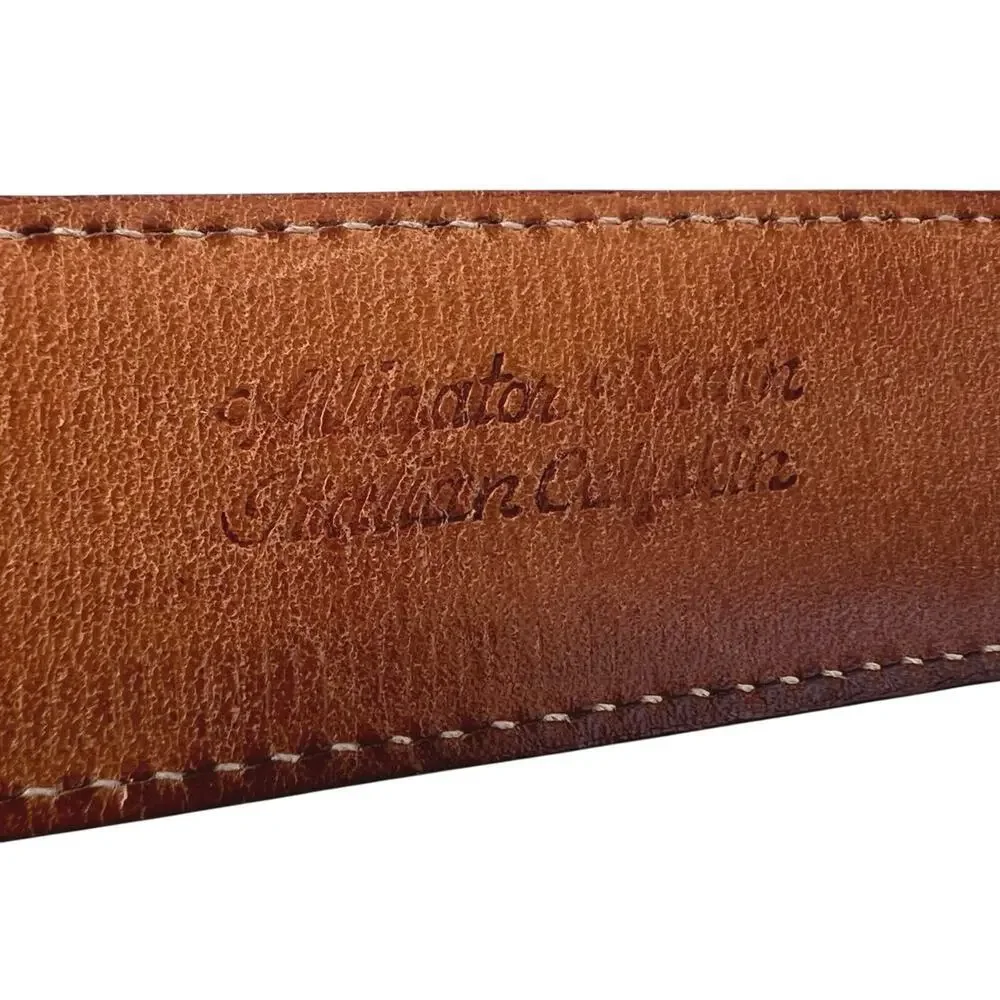 Martin Dingman Alligator Grain Italian Calfskin Belt Gold-tone Buckle Women's 28
